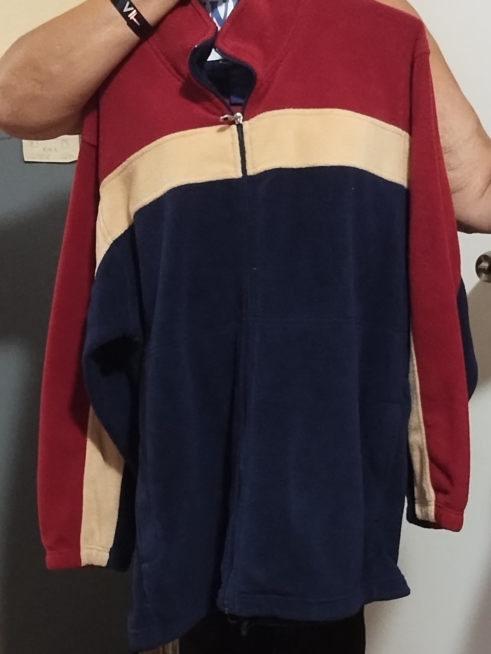 Catalina Colorblock Zip-Up Fleece Jacket - Red, Navy & Tan